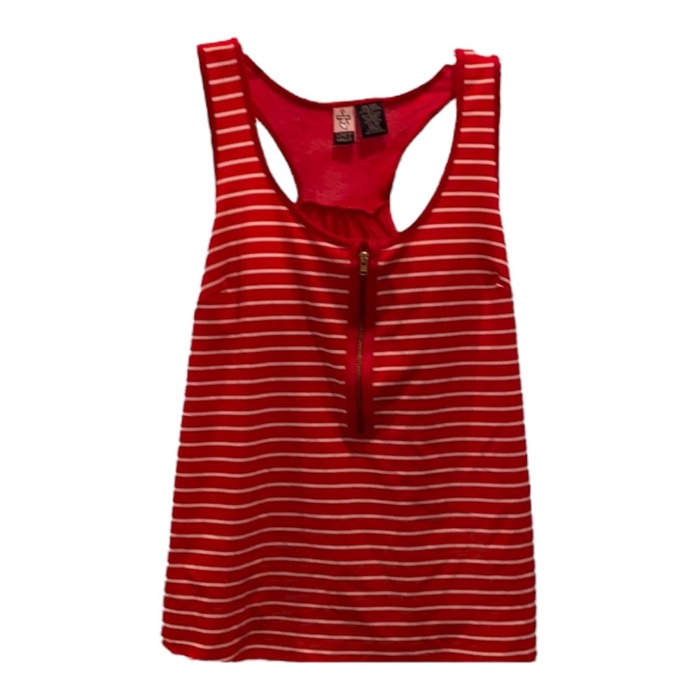Red and white striped cami with zipper detail